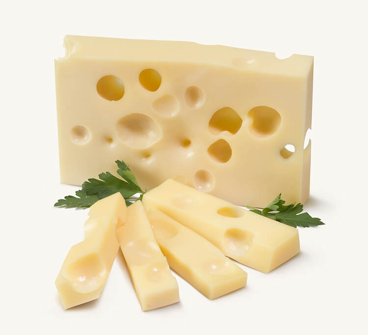 Porción de queso semiduro gruyère